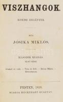 Jósika Miklós: Visszhangok. I-II. rész. Kisebb regények. Pest, 1859, Heckenast Gusztáv, 2+270;+2+253 p. 2. kiadás. Átkötött aranyozott gerincű félvászon-kötés, kopott borítóval.