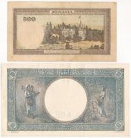 Románia 1941. 1000L "M.0487 12162231" + 500L "B/10 0059629" T:F 
Romania 1941. ...