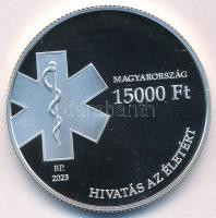 2023. 15.000Ft Ag "75 éves az Országos Mentőszolgálat" tanúsítvánnyal, kapszulában T:PP