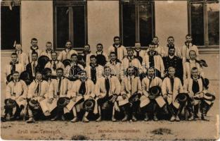 1914 Nagytalmács, Talmesch, Talmaciu; Sächsische Bruderschaft / erdélyi szászok csoportja. Joseph Briegel Fotograf / Transylvanian Saxon folklore (EK)