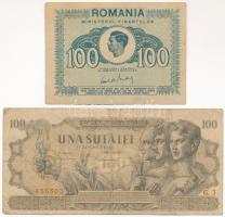 Románia 1945. 100L + 1947. augusztus 27. 100L T:F Romania 1945. 100 Lei + 1947. August 27th 100 Lei C:F Krause P#67, P#78