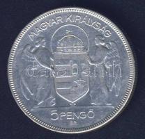 1930. 5P Ag "Horthy jobbra" T:2/3+  kis ph