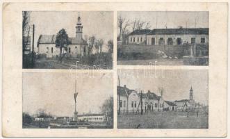 1943 Szalárd, Salard; Református templom, Fő tér, Országzászló / Calvinist church, main square, Hungarian flag (12,7 cm x 7,5 cm) (EK)