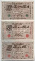 Német Birodalom / Weimari Köztársaság 1919. 50M + 1920. 100M (2x) + 1910. 1000M piros pecsét, hétjeg...