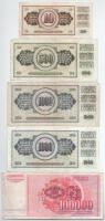 Jugoszlávia 1968. 10D + 1978. 500D + 1981. 1000D (2x) + 1989. 100.000D Yugoslavia 1968. 10 Dinara + ...
