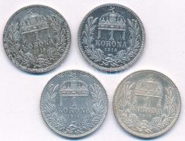 1912KB + 1914KB + 1915KB + 1916KB 1K Ag "Ferenc József" (4xklf) T:AU-XF patina 
Adamo K5....