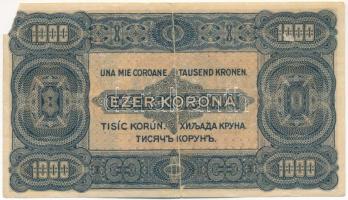 1923. 1000K "8 FILLÉR - NYOLC FILLÉR" felülbélyegzéssel, nyomdahely-jelölés nélkül T:F,VG ...