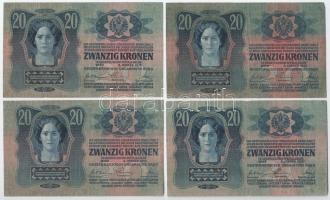 1913. 20K (4x) mind felülbélyegzés nélkül T:F,VG
Adamo K17