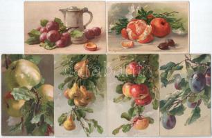 32 db RÉGI Catharina Klein művészeti képeslap, virág és gyümölcs csendélet. litho / 32 pre- 1929 Catharina Klein art postcard, flower and fruit still life, litho