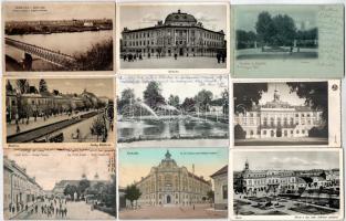 51 db régi délvidéki város képeslap vegyes minőségben / 51 pre-1945 southern territories town-view postcards in mixed quality from the Kingdom of Hungary