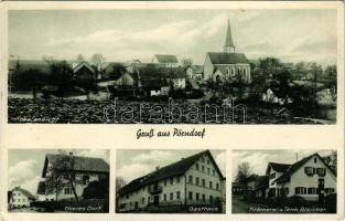 1940 Pörndorf (Aldersbach), Totalansicht, Oberes Dorf, Gasthaus, Krämerei u. Tank Bleicher / general view, inn, shop (EK)