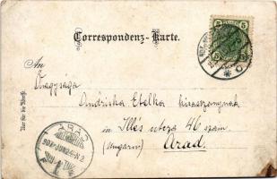 1907 Wien, Vienna, Bécs; Schönbrunn Parterre, Ruine, Kaiserbrunnen. Art Nouveau, floral, litho (fl)