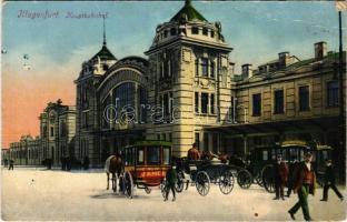 1917 Klagenfurt (Kärnten), Hauptbahnhof / railway station, horse-drawn carriages (EB)