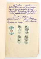 1965 Kézzel írt nyugtakönyv, bejegyzések illetékbélyegekkel