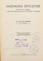 Kotsis Endre: Gazdasági épületek. Tervgyűjtemény a magyar mezőgazdasági építészet köréből. Bp., 1929,"Pátria", 78+2 p. 2. kiadás. Átkötött félvászon-kötés, régi intézményi bélyegzésekkel.