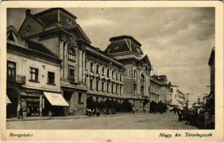 Beregszász, Beregovo, Berehove; M. kir. Törvényszék, Schwartz Dezső üzlete / court, shops (EB)