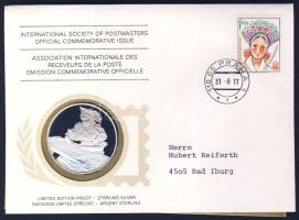 Csehszlovákia 1977. Népviselet a Postamesterek gondozásában kiadott Ag emlékérem 20g érmés, bélyeges borítékon, csehszlovák bélyeggel, elsőnapi bélyegzővel, német nyelvű ismertetővel T:PP