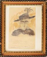 Rippl-Rónai József (1861-1927): Hölgy kalapban (Mrs. Hartmann), Vevey, 1915. Ceruza, akvarell, papír...