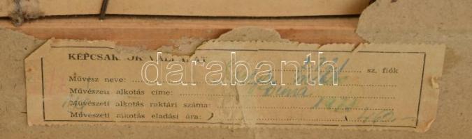 Olvashatatlan (... Miklós) jelzéssel: Duna. Tempera, papír, hátoldalán Képcsarnok Vállalat címkéjéve...