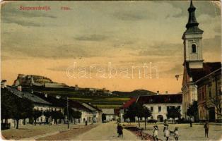 1915 Szepesváralja, Spisské Podhradie, Kirchdrauf; Fő tér, templom, vár / main square, church, castle (EB)