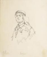 Márton Ferenc (1884-1940): 1933 Gödöllői Jamboree: szír cserkész rajza. / Portrait of a Syrian boy scout. Ceruza, papír, jelzett, 21×16 cm