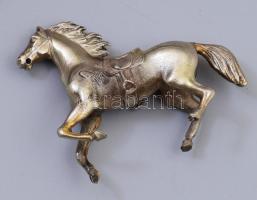 Ezüst (Ag) vajkínáló, üvegbetéttel, ló figura letört, de megvan, 442g