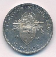 1938. 5P Ag "Szent István" T:AU,XF Adamo P8.1