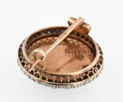 Arany (Au) bross,14k, műgyantás lovas díszítménnyel, jelzett, bruttó 7,8g