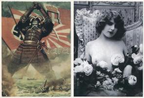 22 db MODERN reprint képeslap: hátoldalakon színházi előadás szereposztásai