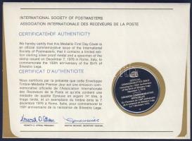 Olaszország 1976. "Silvestro Lega" a Postamesterek gondozásában kiadott Ag emlékérem 20g é...