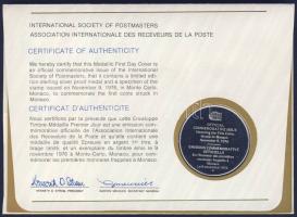 Monaco 1976. "Pénzverés" a Postamesterek gondozásában kiadott Ag emlékérem 20g érmés, bély...