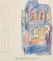 cca 1960 Varga Mátyás (1910-2002) grafikus, díszlettervező által készített színpadi látványtervek, ö...