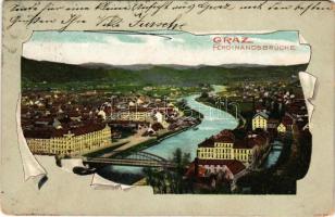 1905 Graz (Steiermark), Ferdinandsbrücke / bridge (worn corners)