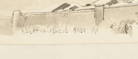 Varga Mátyás (1910-2002): Balatonvilágos, 1954. Tus, papír, jelzett, paszpartuban. 41×65 cm