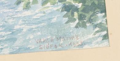 Varga Mátyás (1910-2002): Siófok (Balatoni látkép), 1955. Akvarell, papír, jelzett, paszpartuban. 29...