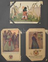144 férőhelyes régi képeslap albumban: 144 db RÉGI 1945 előtti motívumlapok, szecessziós lapok, hölg...