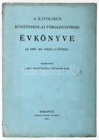 1941 A katolikus középiskolai főigazgatóság évkönyve az 1939-40. iskolai évről. Bp., 1941, Stephaneum-ny., 194 p. Kiadói papírkötés, a gerincen kisebb sérüléssel.