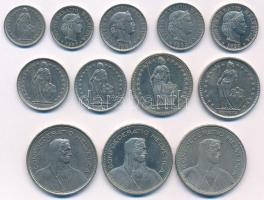 Svájc 1997. 10r Cu-Ni + 1980-1990. 20r Cu-Ni (3xklf) + 1975. 1/2Fr Cu-Ni + 1970-1975. 1Fr Cu-Ni (2xk...