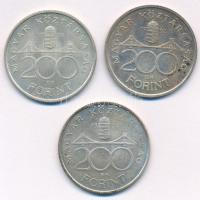 1992. 200Ft Ag "MNB" + 1993. 200Ft Ag "MNB" + 1994. 200Ft Ag "Deák" T:...