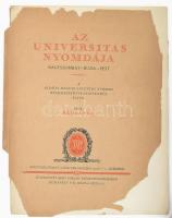 Nádai Pál: Az Universitas nyomdája. Nagyszombat - Buda - Pest. Bp., é.n., Bíró Miklós. Kiadó papírkötésben, borító sérült és lejár.