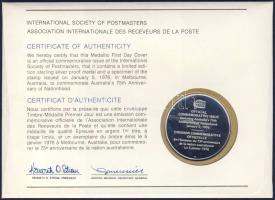 Ausztrália 1976. "A nemzet 75. évfordulója" a Postamesterek gondozásában kiadott Ag emléké...