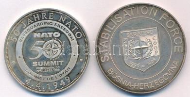 1999. &quot;Németország 50 éve a NATO-ban&quot; kétoldalas emlékérem + 1996-1998. &quot;NATO erők Sarajevoban&quot; kétoldalas emlékérem T:AU-XF (PP) patina 1999. &quot;Germany in NATO 50th anniversary&quot; twosided commemorative medallion + 1996-1998. &quot;NATO force in Sarajevo&quot; twosided commemorative medallion C:AU-XF (PP) patina