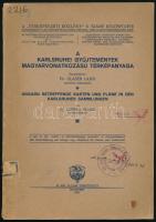 A Karlsruhei Gyűjtemények magyarvonatkozású térképanyaga. Összeállította: Glaser Lajos. Budapest, 1933. Magyar Királyi Állami Térképészet. 1 t. (kihajtható címkép: a Csallóköz és Szigetköz régi térképe) + 136 p. A Térképészeti Közlöny különfüzeteiben a Közlöny törzsanyagába terjedelmi okok miatt be nem illeszthető, ám térképészet-történeti, térképészet-elméleti szempontból számottevő, nagy terjedelmű tanulmányok jelentek meg. Különfüzetünk térképészeti szakbibliográfia. Mint az közismert, a korábbi, csakis hallomás alapján készült térképkészítést a XVII. századtól egy egészen más hagyomány váltotta fel: az olasz topográfusok és erődmérnökök magyarországi megjelenésével a hadászati céllal készített térképek immár precíz munkával, topográfiai mérések alapján készültek el. A török kor második évszázadában készült császári térképek egy része a bécsi Hadi Levéltárba került, egy jelentős részük viszont a visszahódító háborúkban jelentős szerepet vivő badeni őrgróf családjának levéltárába. Több éves levéltári munkával készült térkép-bibliográfiánk az őrgrófi család birtokába került török kori magyarországi vonatkozású térképeket katalogizálja. A címoldalon régi tulajdonosi bejegyzés. (A ,,Térképészeti Közlöny" 6. számú különfüzete.) Fűzve, feliratozott kiadói borítóban, sérült gerinccel, volt könyvtári példány.