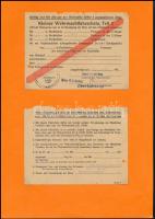 1945 Kitöltetlen levente szabadságolási igazolvány + német katonai utazási igazolvány magyar személy...