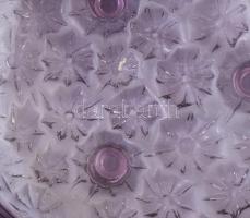 cca 1970 Jiri Brabec Sklo Union kínáló, formába préselt lila üveg, jelzés nélkül, hibátlan, d: 23 cm...