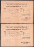 1944-1945 Meghosszabbított váltókölcsön elszámolása, Soroksár-Haraszti-Taksonyi Takarékpénztár Rt., 2 db