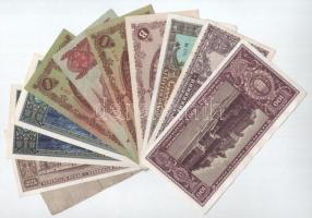 11db-os magyar bankjegytétel, közte 1918. 25K "2mm" + 1945. 1.000.000P (2db) egyugrásos so...