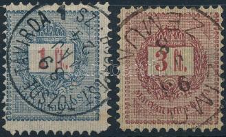 1888 Magasra fogazott sztereo 1Ft és normál méretű 3Ft (14.800)