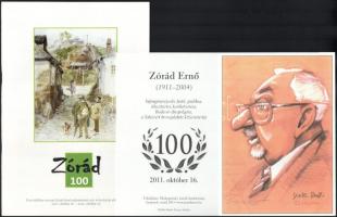 Zórád 100. Éves kiállítás-sorozat Zórád Ernő születésének 100. évfordulója alkalmából. 2011. Kiadói papírkötés, jó állapotban + egyéb nyomtatványok