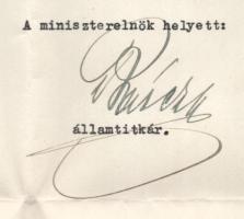 1942 Bp., KSH tiszt kinevezés államtitkári aláírással